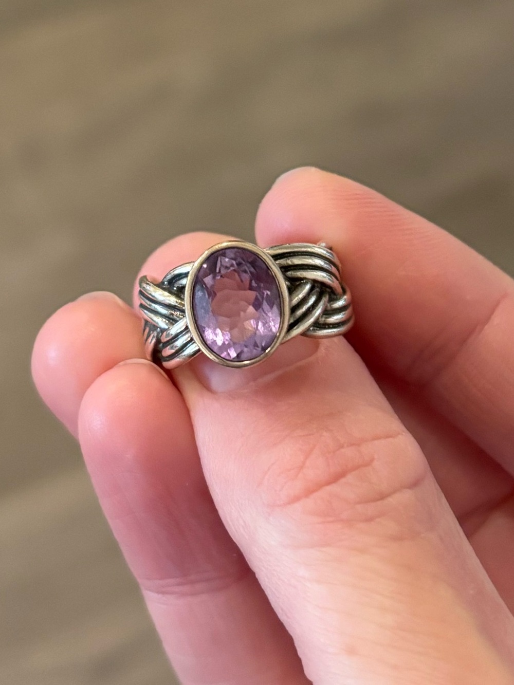 💜NWOT Retired Pandora ALE 925 Sterling Silver Ring with Oval Amethyst💜 Size 6